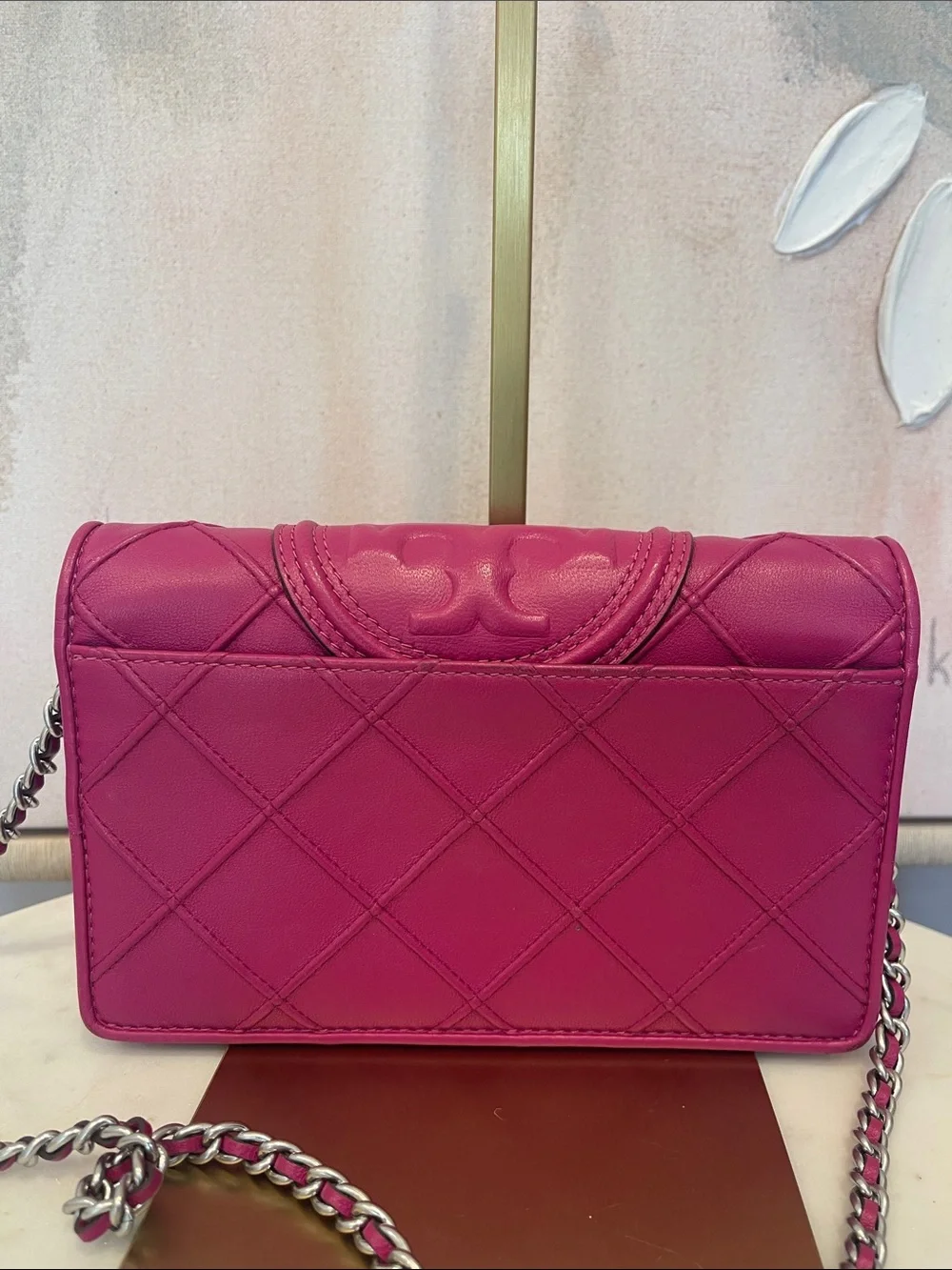 Tory Burch Pink Quilted Fleming Crossbody Bag